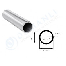 Alüminyum Boru Dış Çap 10mm  Et Kalınlık 1,5 mm